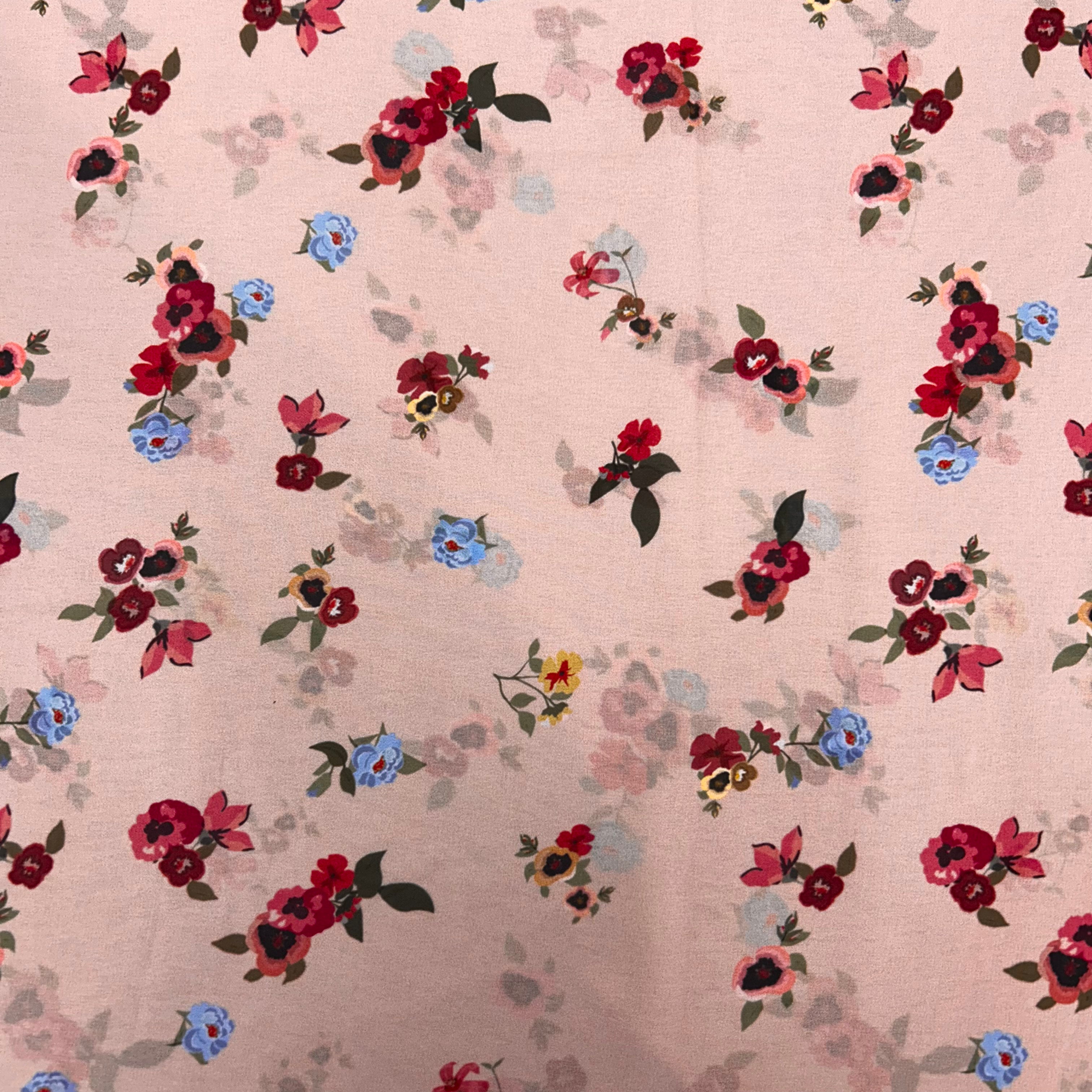 Pink Floral Printed Polyester Chiffon Fabric | SALEXML102