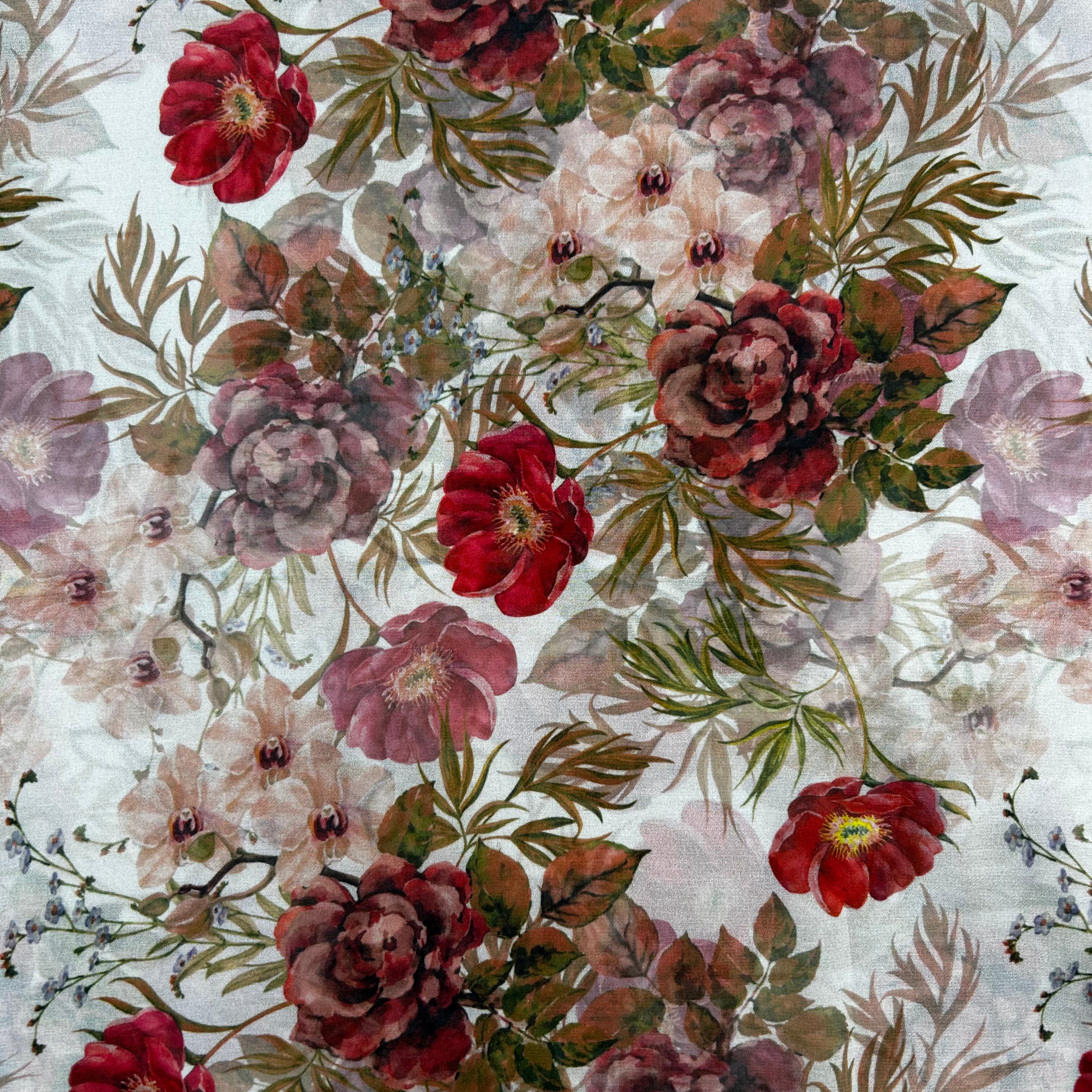 Floral Printed 100% Polyester Chiffon - 1.8m | SALEXML120