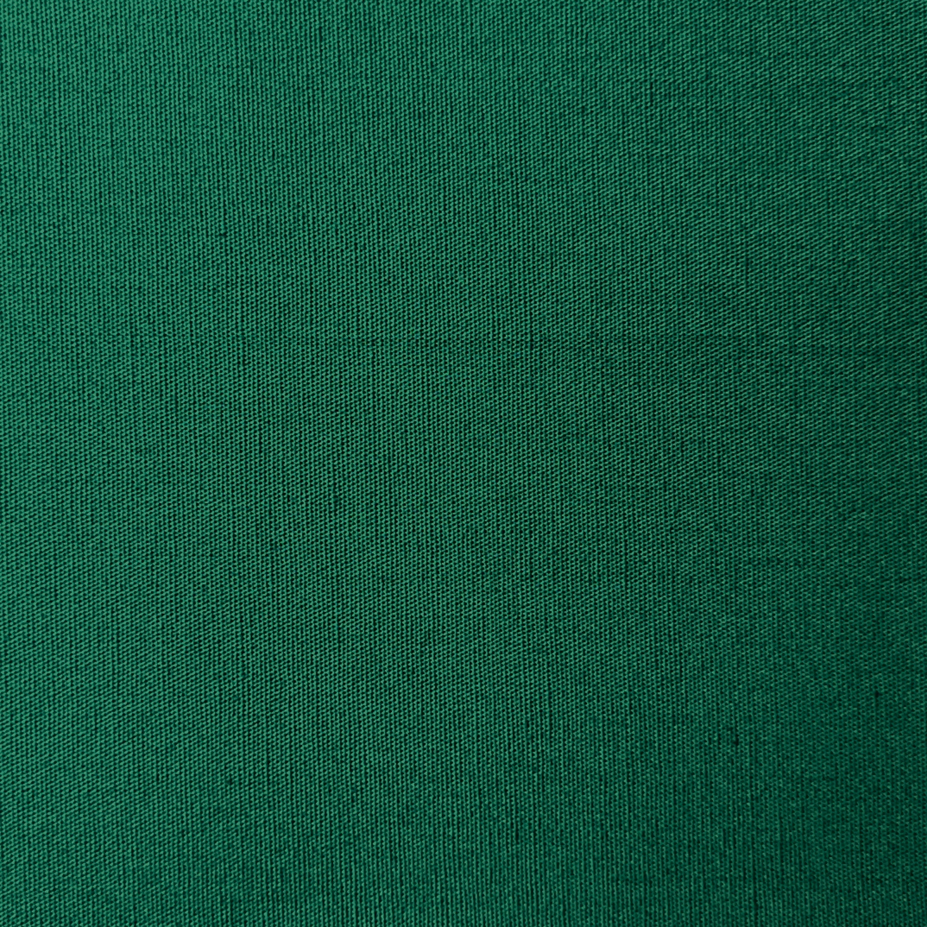 Close-up of dark green 100% cotton poplin fabric with a fine plain weave texture.