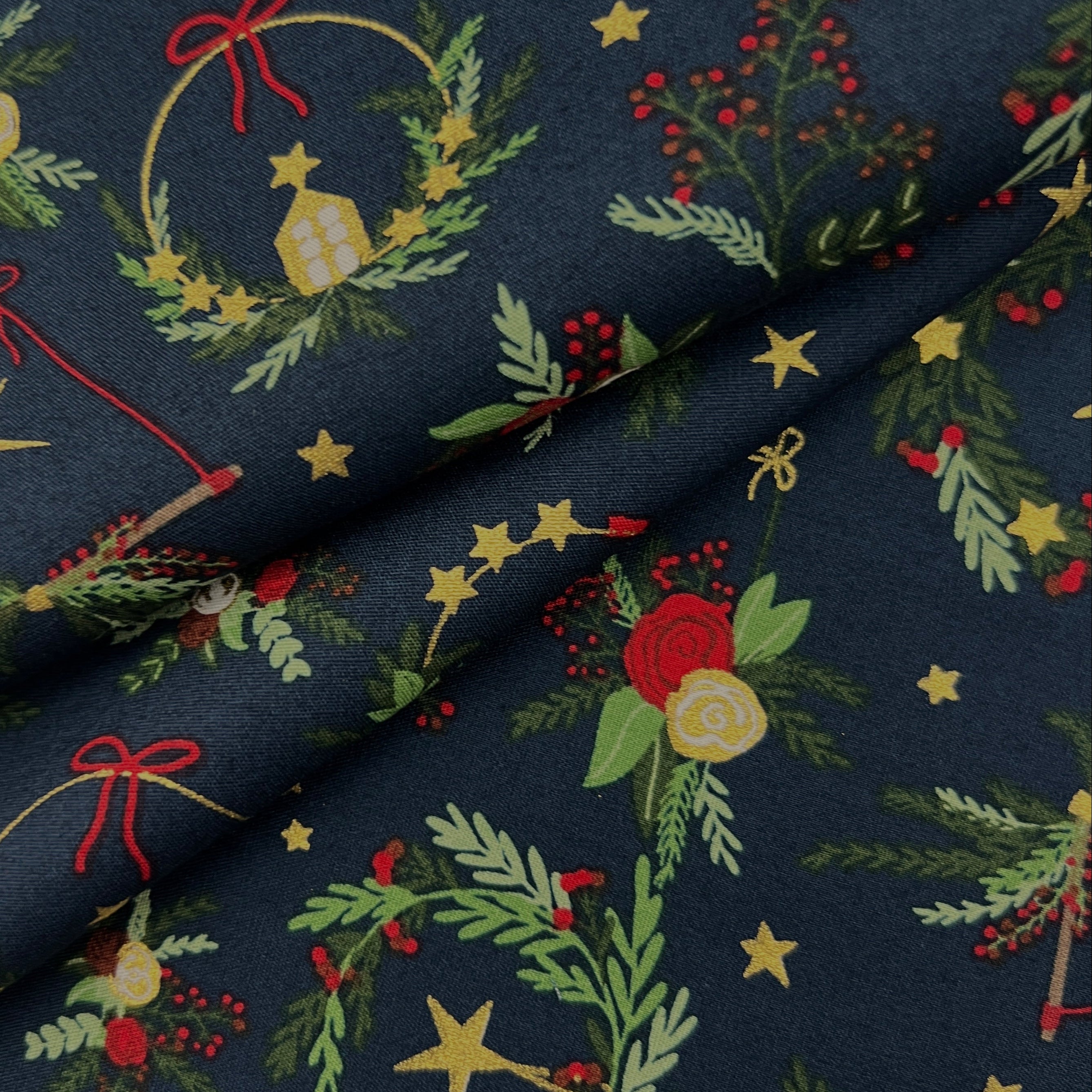 100% Cotton Poplin Foil Printed Christmas Fabric NB0072 22703 | Galedi Fabrics