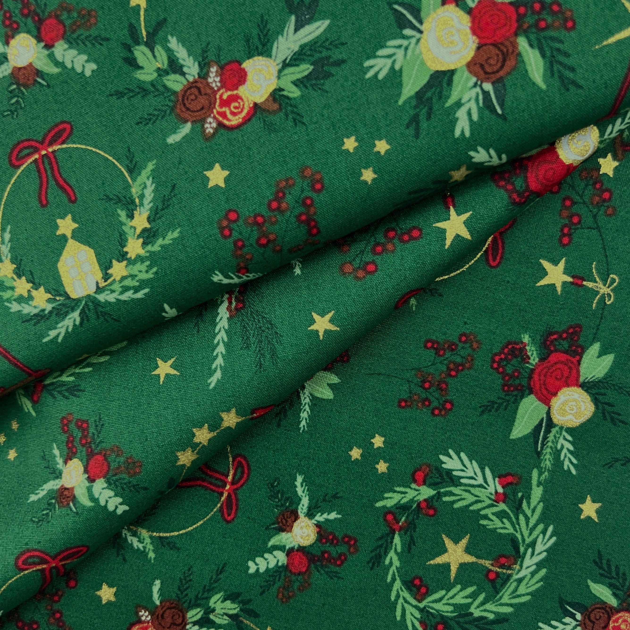 100% Cotton Poplin Foil Printed Christmas Fabric NB0072 22703 | Galedi Fabrics