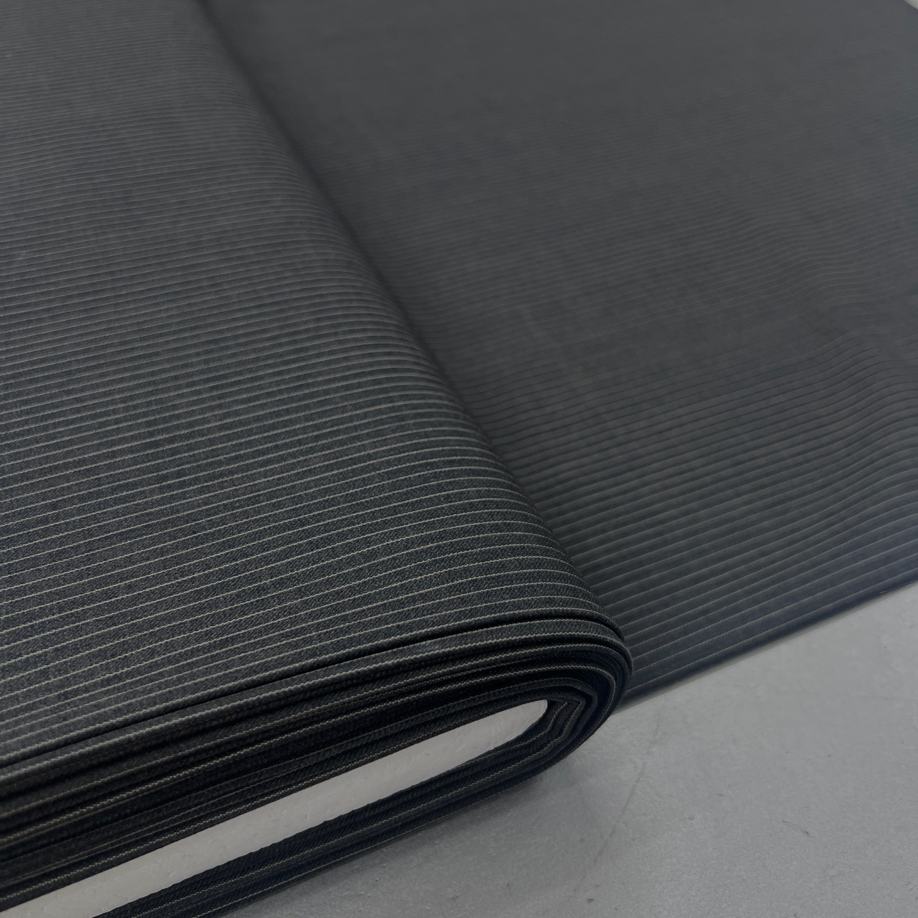 Wool Worsted & Polyester Dark Grey Narrow Interlace Stripe HS004 118003 | Galedi Fabrics