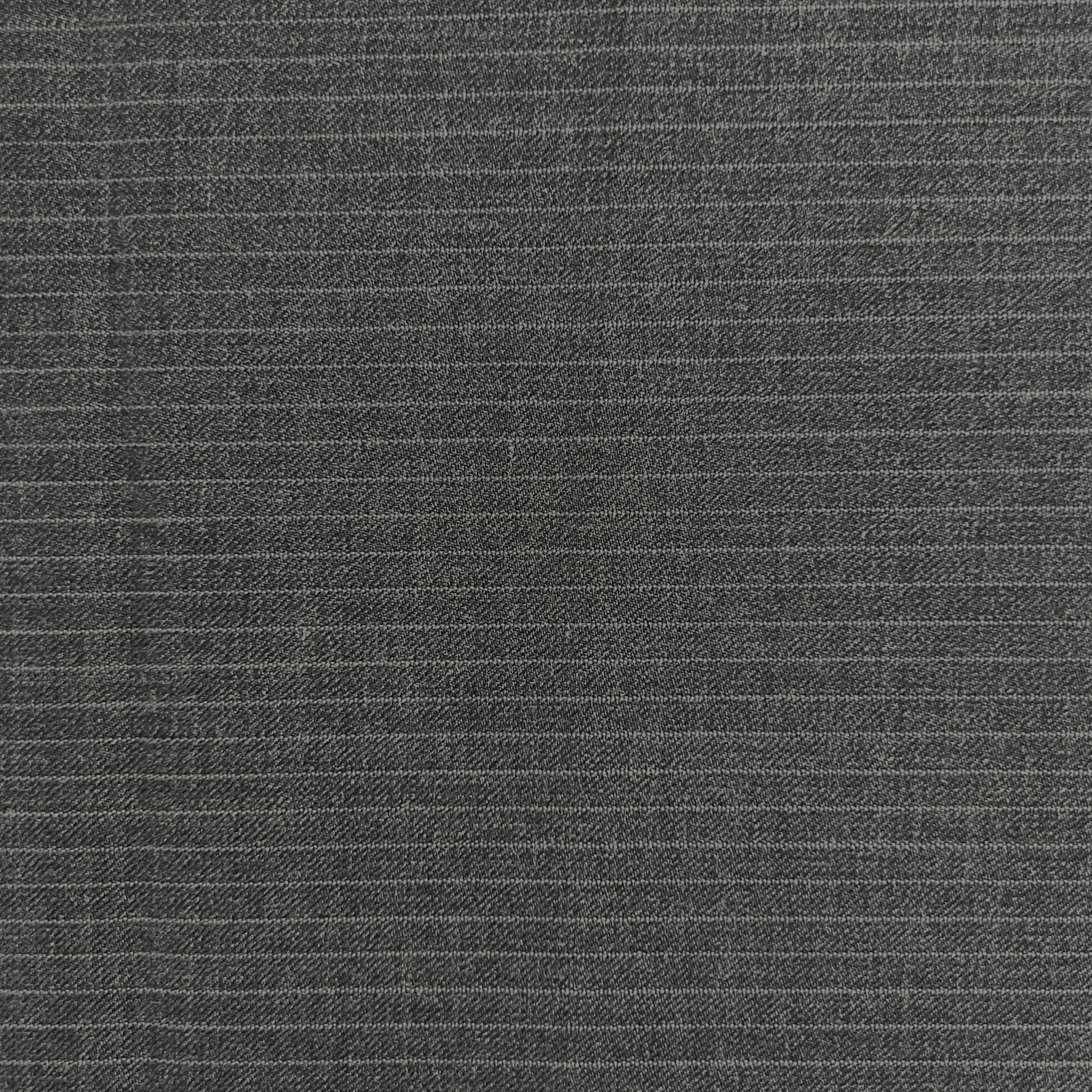 A close-up of a dark gray ribbed fabric texture with fine horizontal ridges.