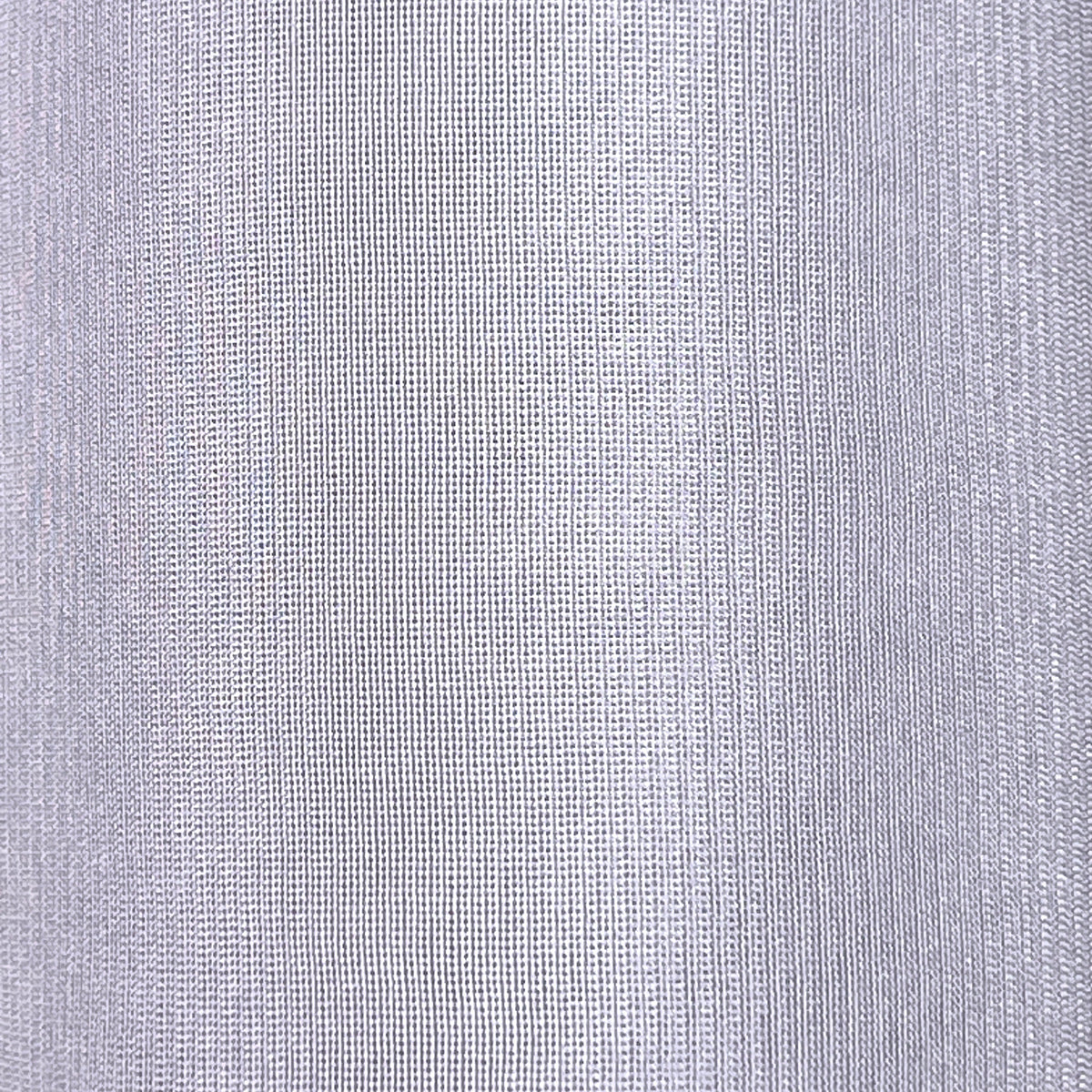 A close-up of a light gray woven fabric texture with fine vertical ribbing.