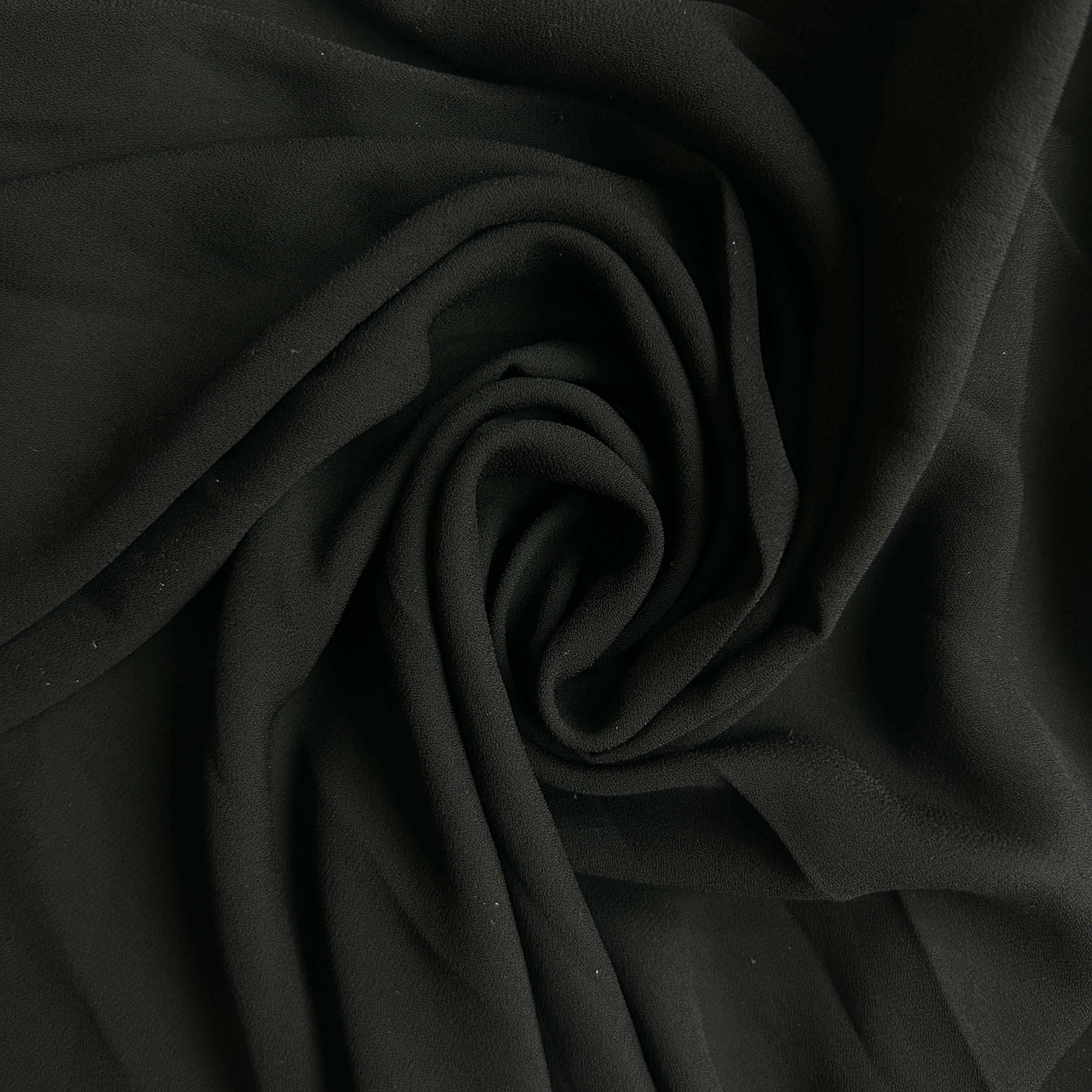 Black Polyester Double Georgette Crepe Fabric | SALEXML397