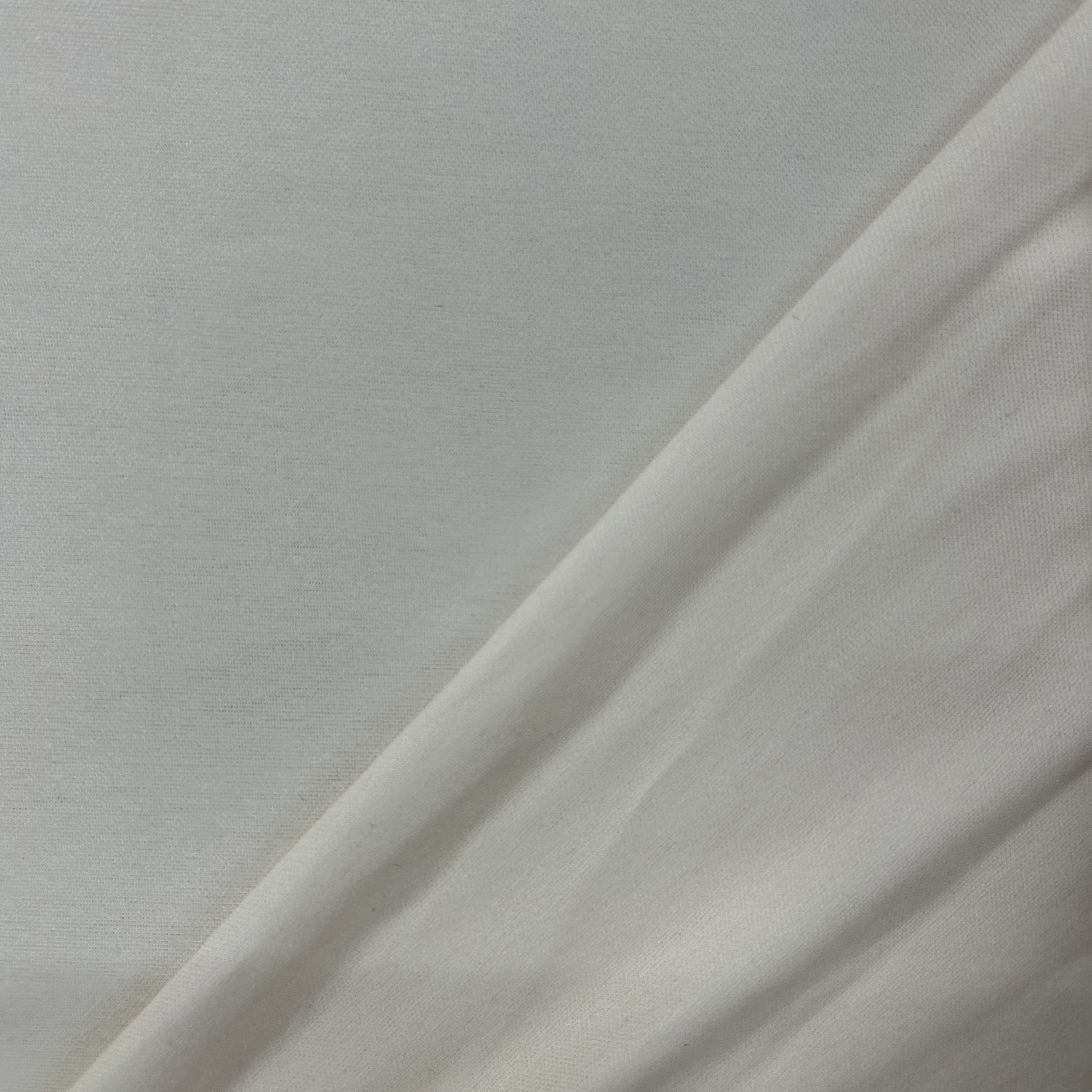 A close-up of plain white fabric with soft folds and a smooth texture filling the frame.