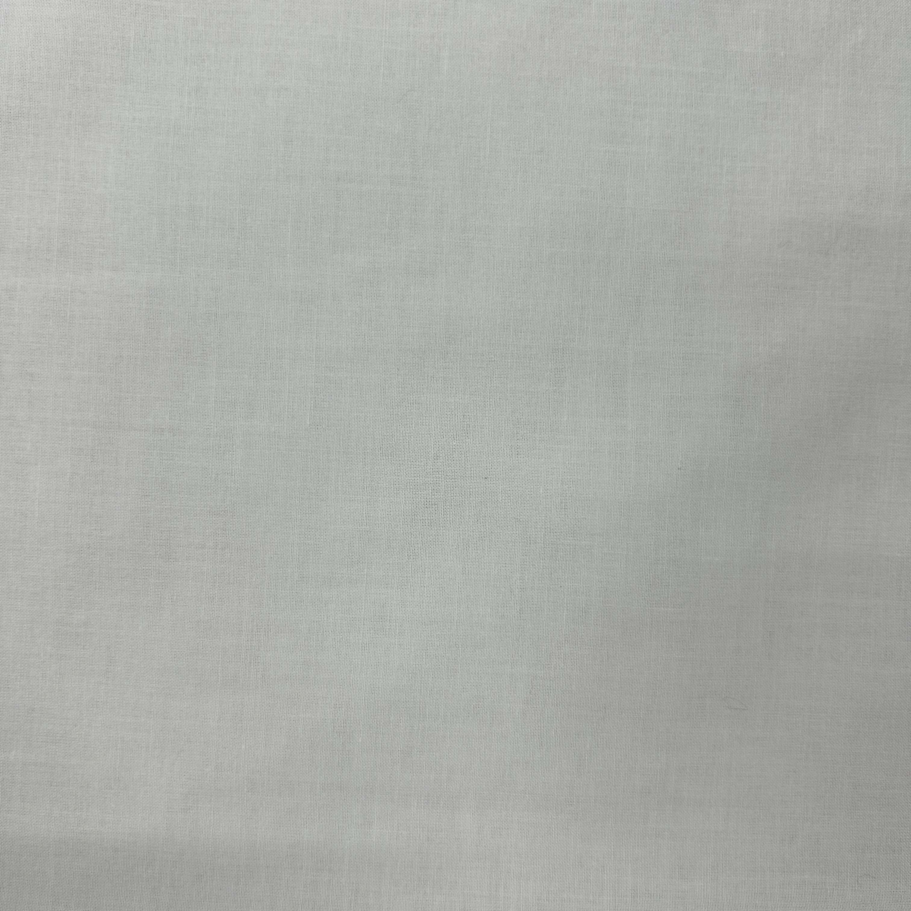A close-up of a light gray textured fabric, showing a fine woven linen-like pattern.