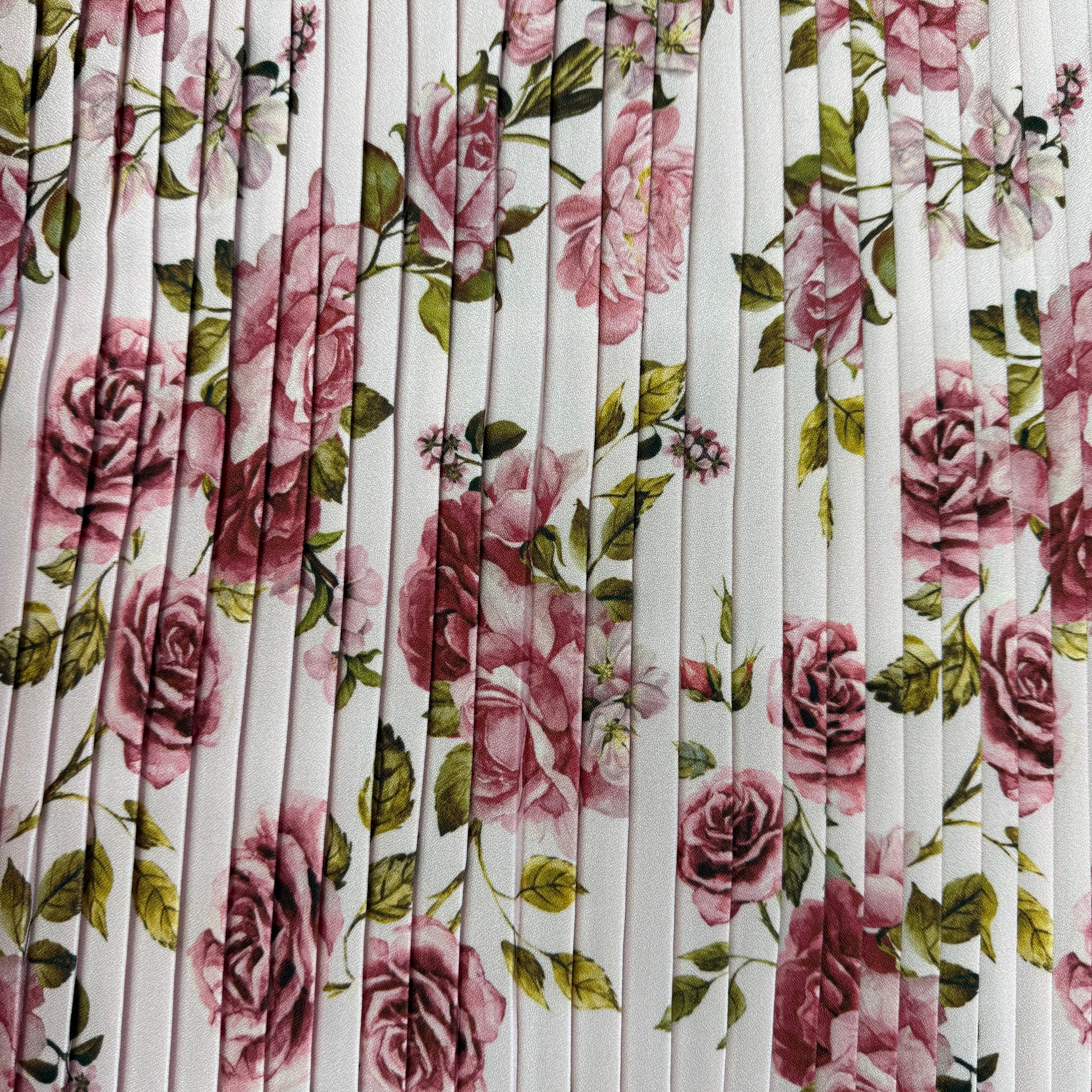 Pink Floral Pleated Caddy Crepe Fabric - 5 Meters | SALEXM48