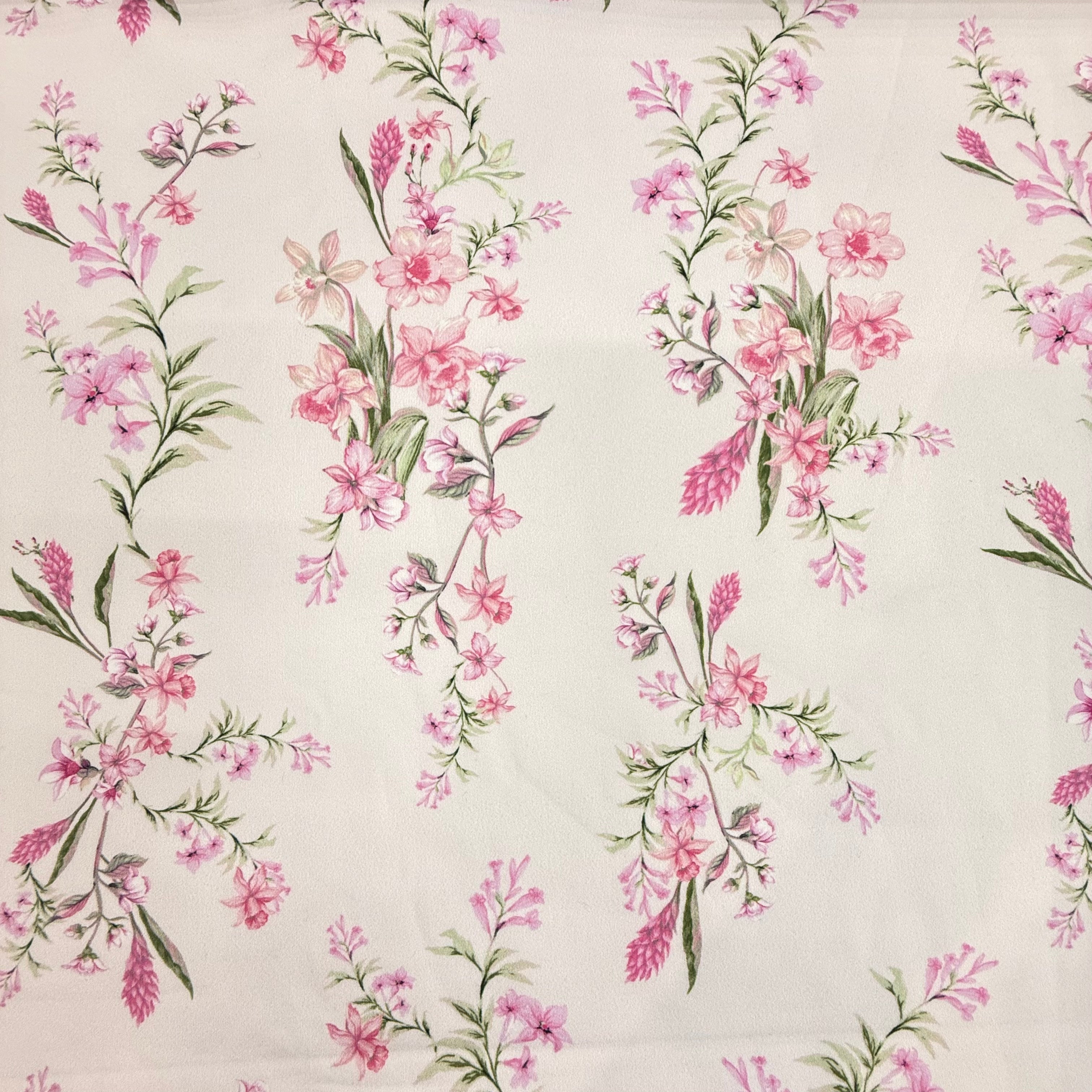 Pale Pink Floral Scuba Jersey Fabric – 2.50m | SALEXM106