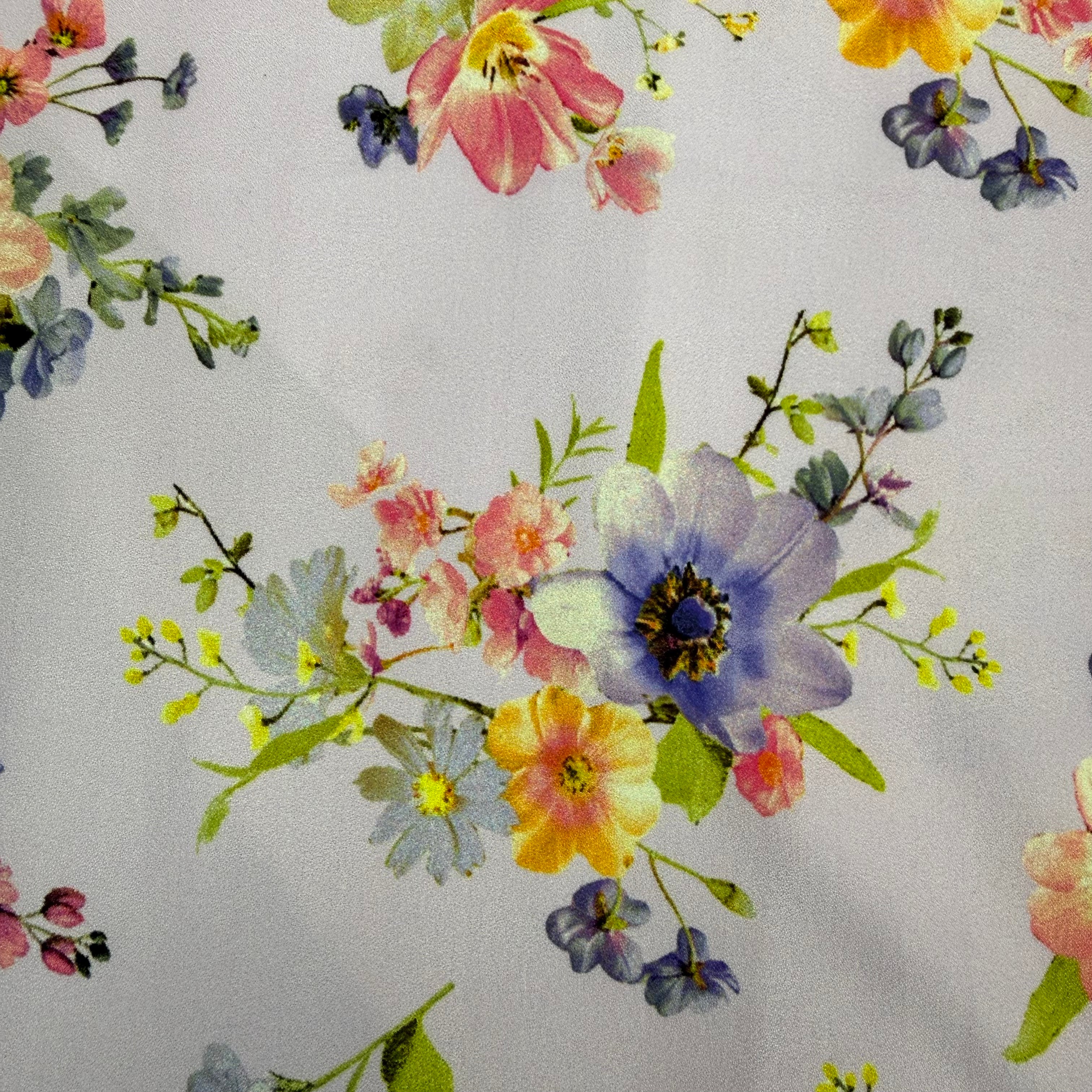Dusty Lilac Floral Printed Polyester Crepe – 3.80m | SALEXM120
