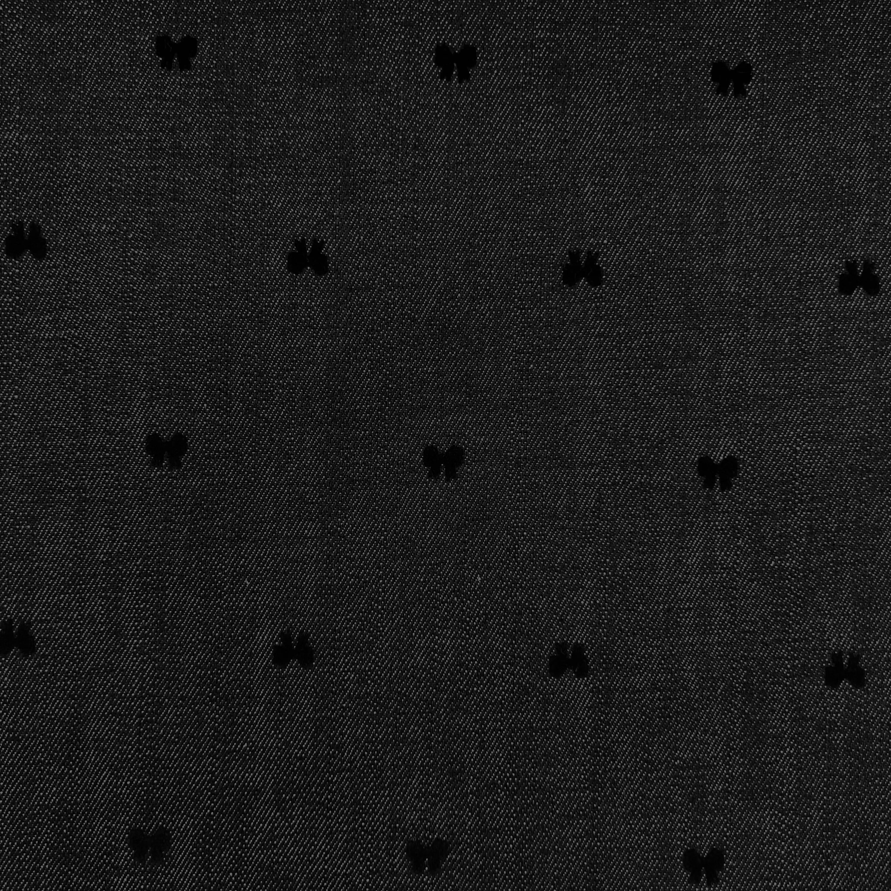 Solid Black Cotton Lycra Denim Fabric | PH103 7652-A
