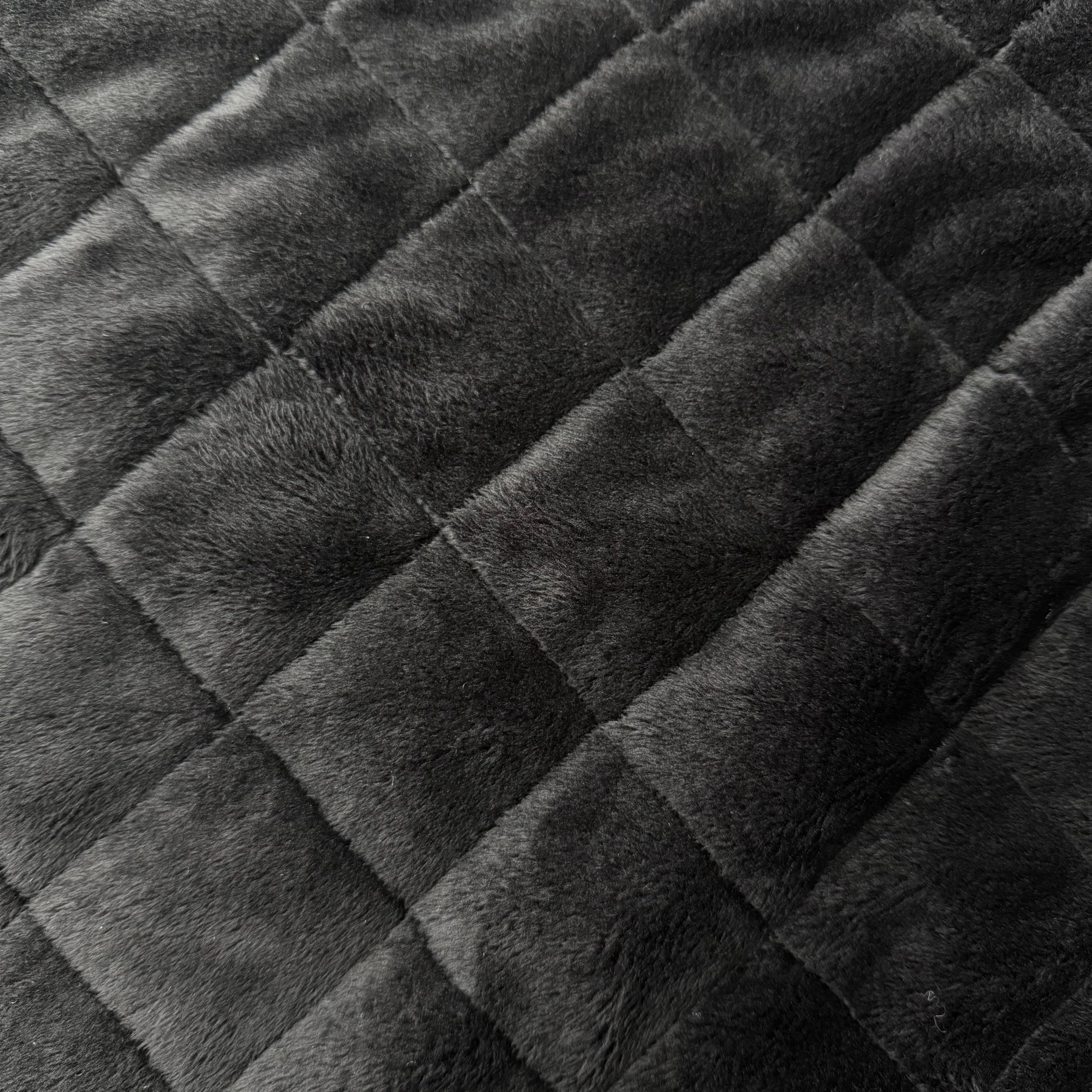 Black Double Sided Padded Quilted Material Fabric With Black Back | SALEXM393