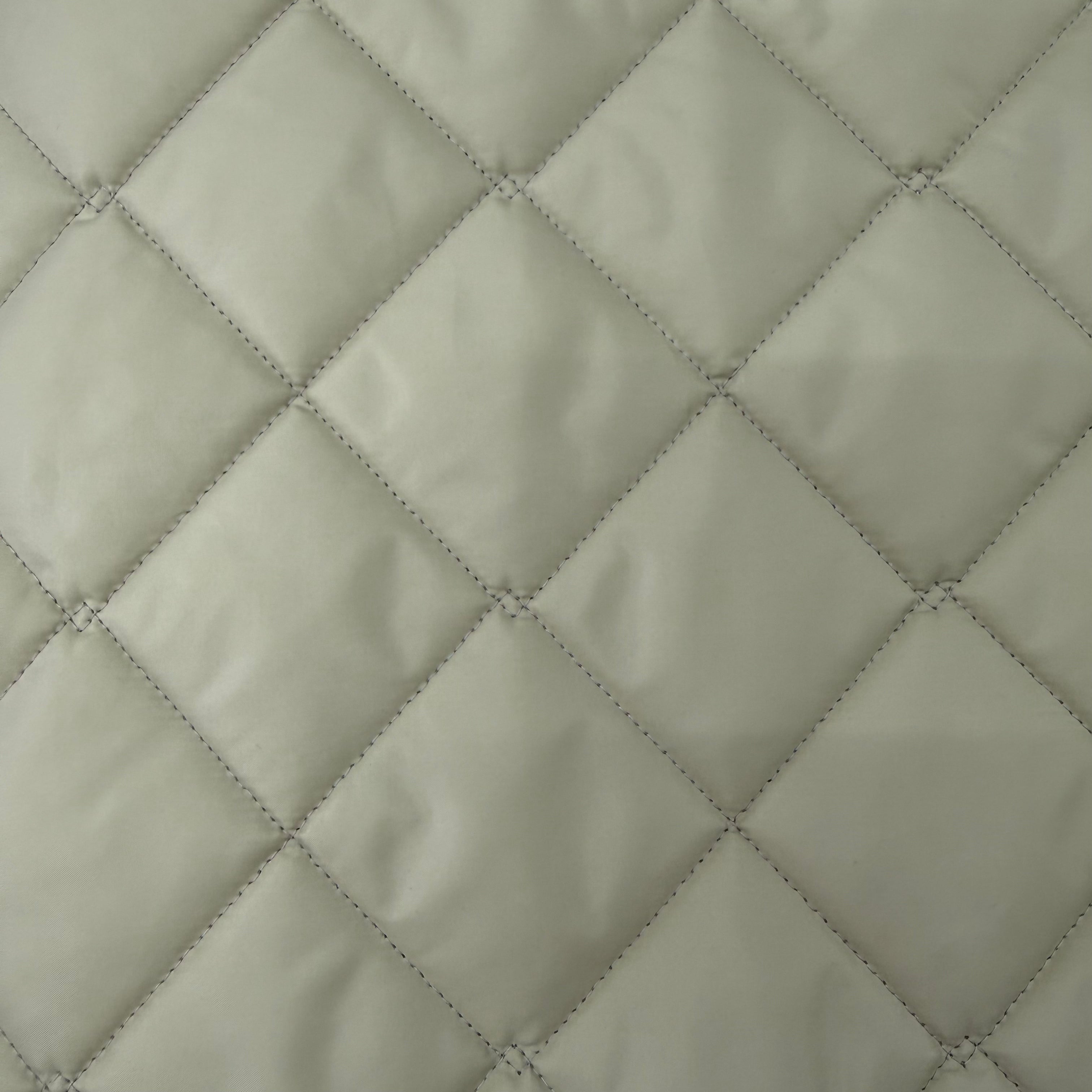 Light Khaki Green Double Sided Padded Quilted Material Fabric With White Back | SALEXM097