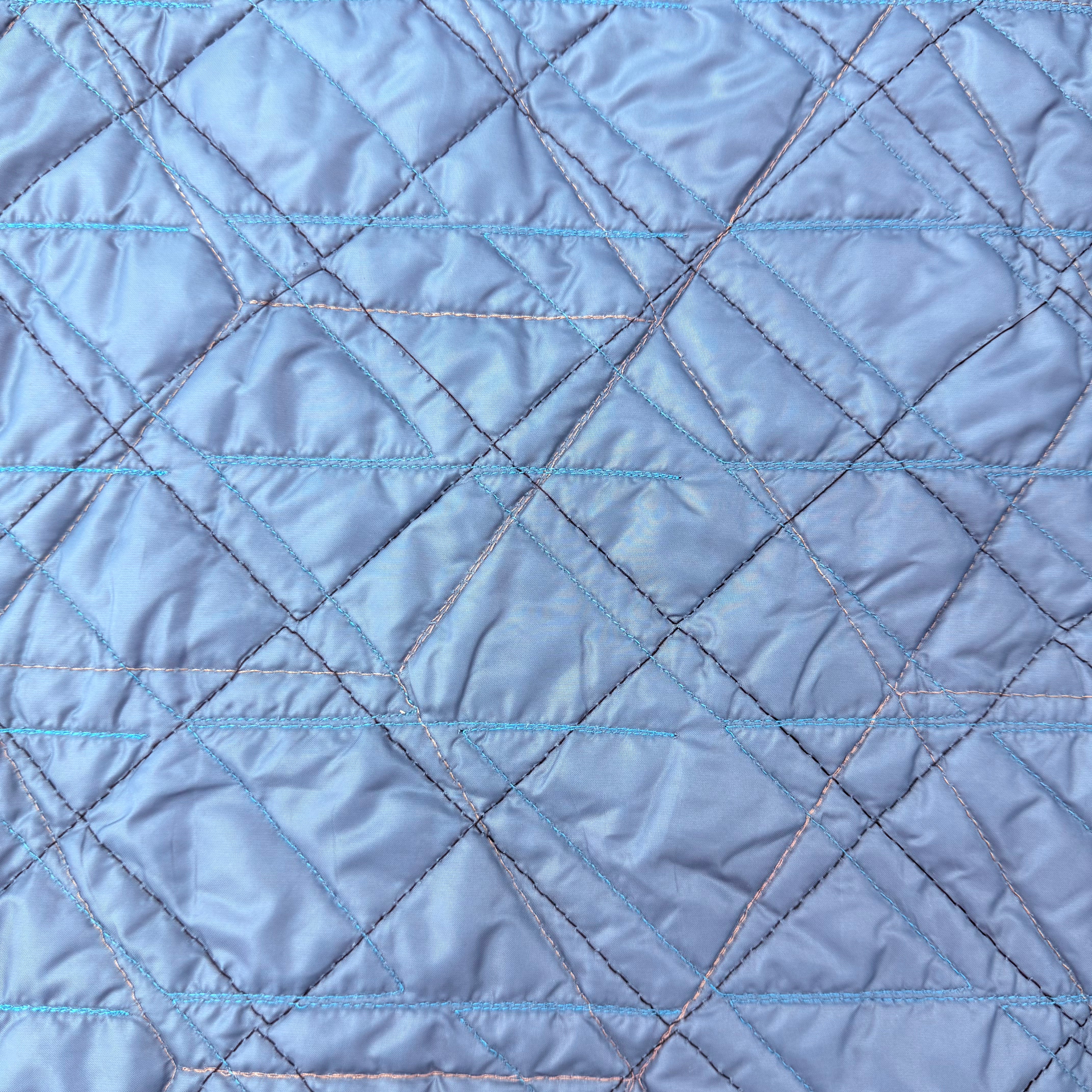 Light Olive Green Double Sided Padded Quilted Material Fabric With Blue Back | SALEXM098