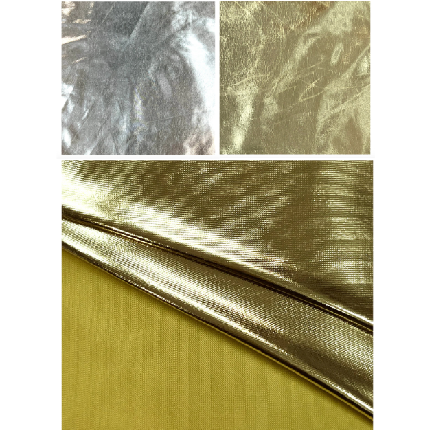 Textured fabric with a close-up of patterns and a folded fabric sample.