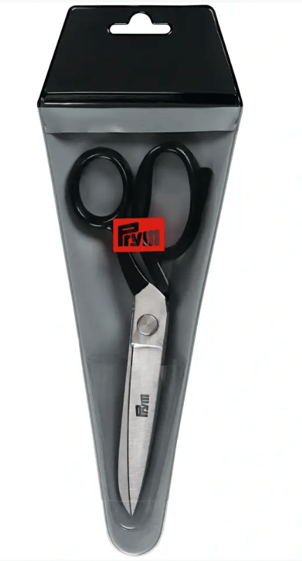 Prym 18cm black steel tailor's scissors in a clear plastic package.