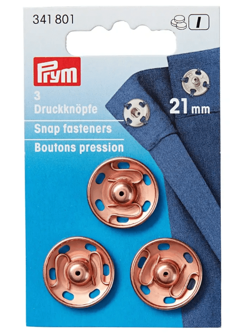 Galedi 21mm rose gold brass sew-on snap fasteners.