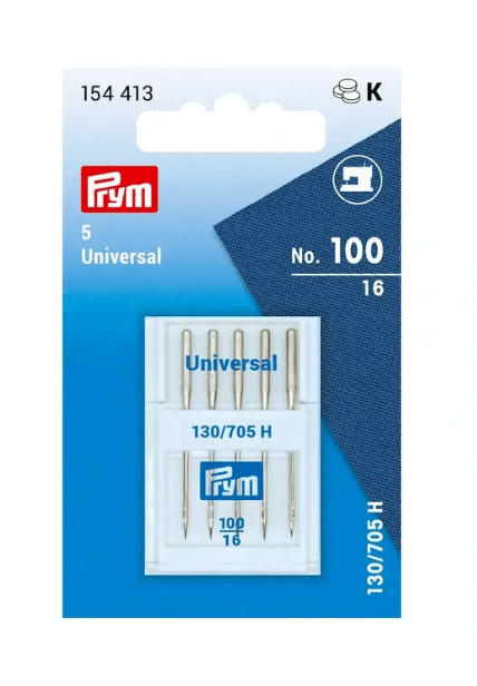 Prym universal sewing machine needles, size 100, in a pack of 5.