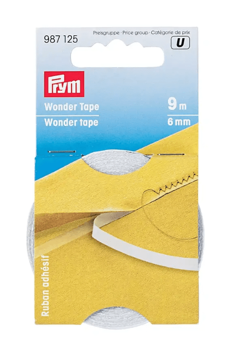 Transparent double-sided wonder tape, 6mm wide and 9m long.