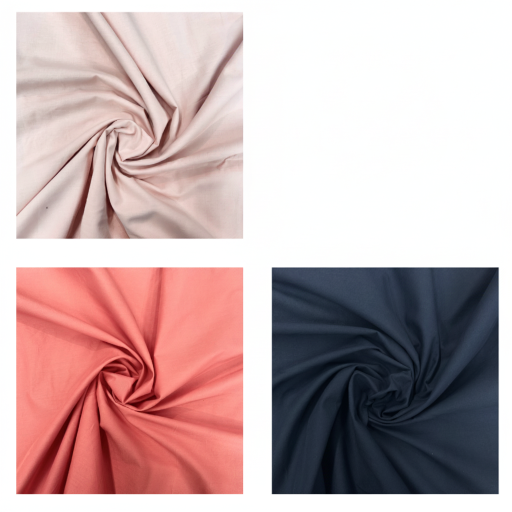 Four fabric swatches in different colors arranged in a 2x2 grid.