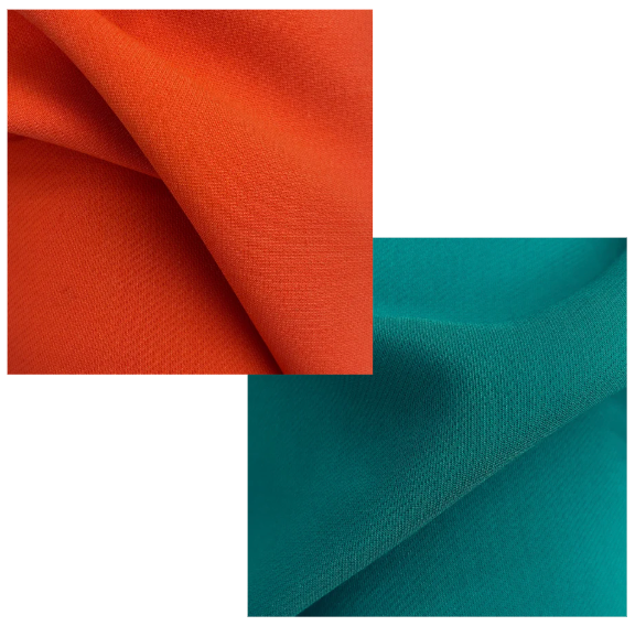 Double Face Wool & Silk Crepe - Orange & Turquoise | NSOU005