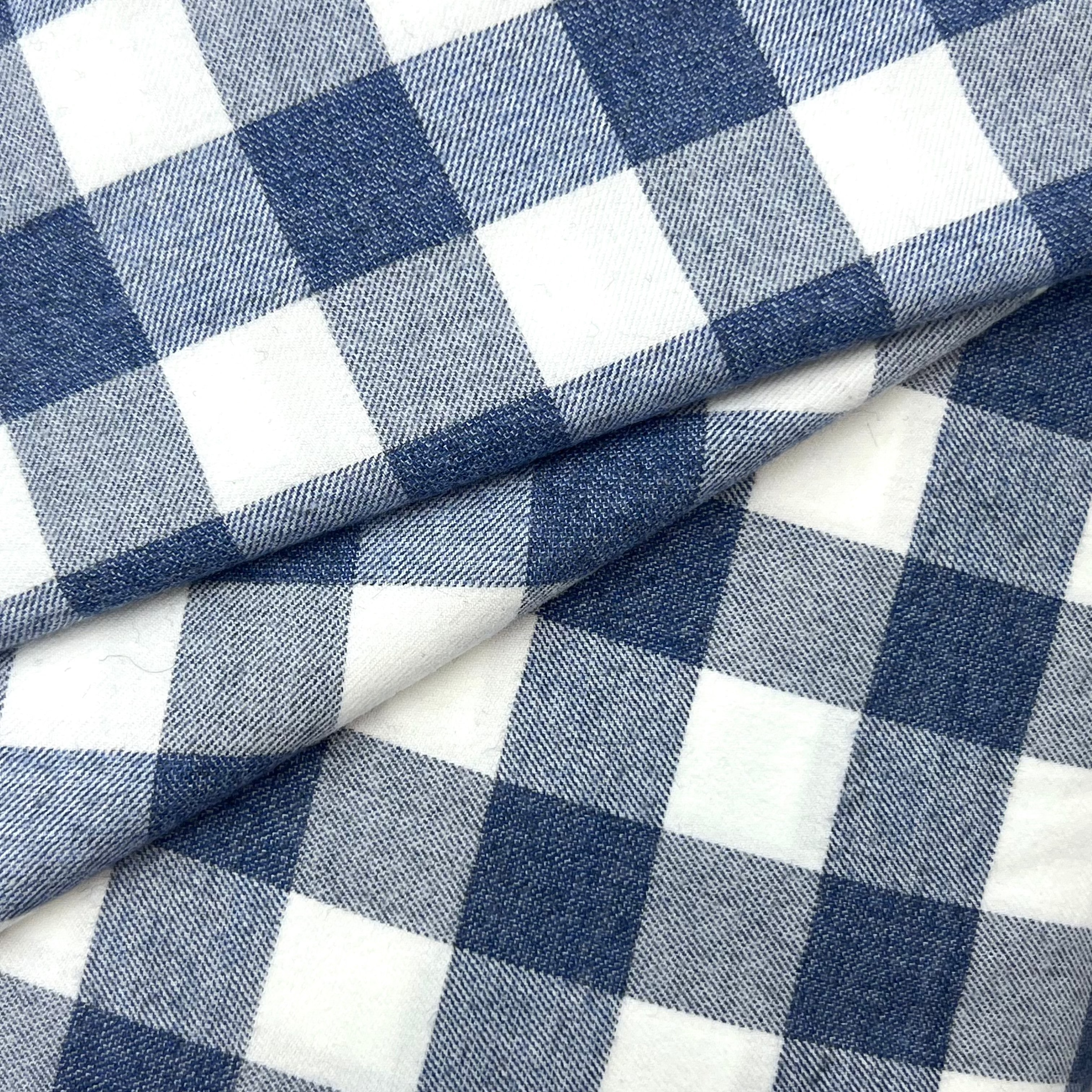 Close-up of blue and white checkered fabric
